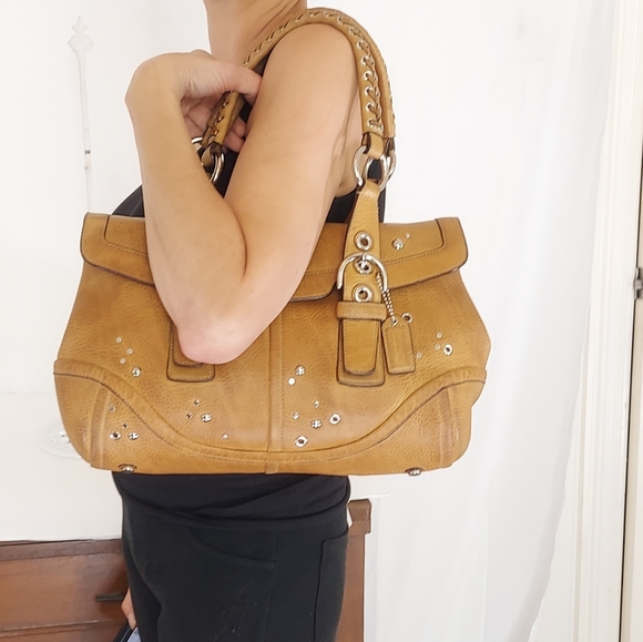 Coach Handbags - Coach Studded Leather Shoulder Satchel
